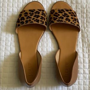 J Crew leopard slide sandals